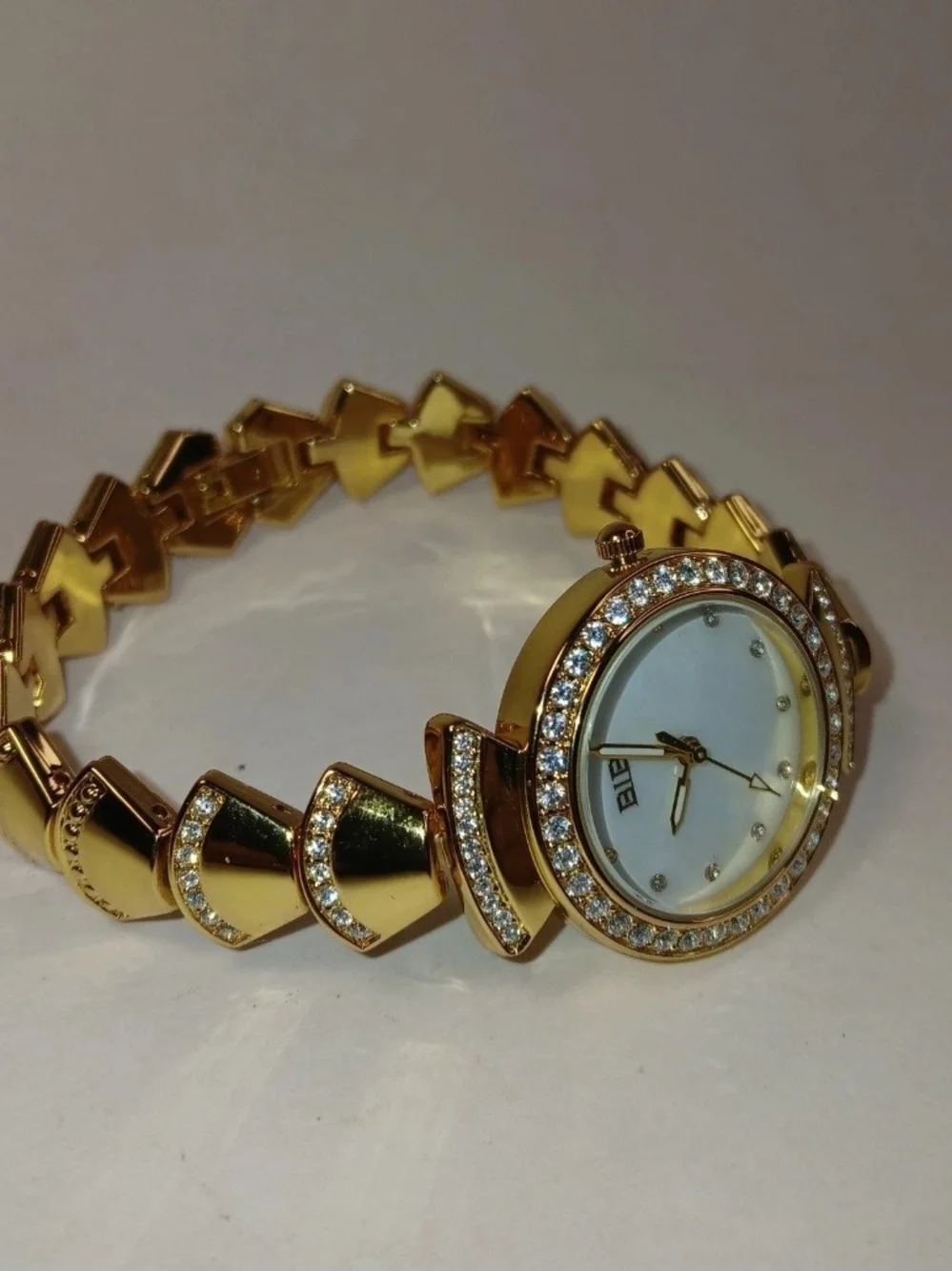 BIBI Women's Gold Tone Crystal Rhinestone Bracelet Quartz Watch NIB w/ Box